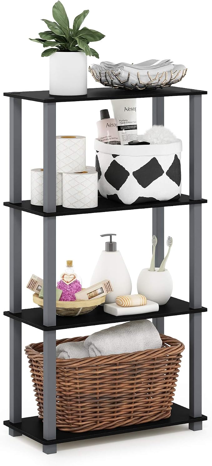 Furinno TURN-S-TUBE Storage Shelves, 4-Tier Book Shelf, Corner Shelf, Toolless by Furinno-FitsYourSpaceFitsYourBudget