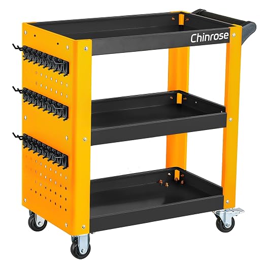 3 Tier Rolling Tool Cart on Wheels, Mechanic Storage Organizer, Rolling Work by Chinrose