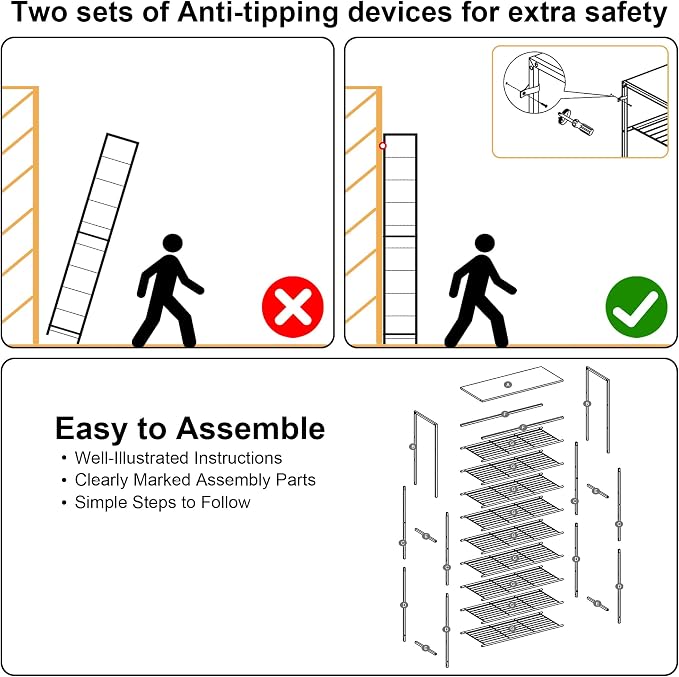 HOMEFORT 10 Tiers Shoe Rack Organizer, Shoe Rack - Image 7