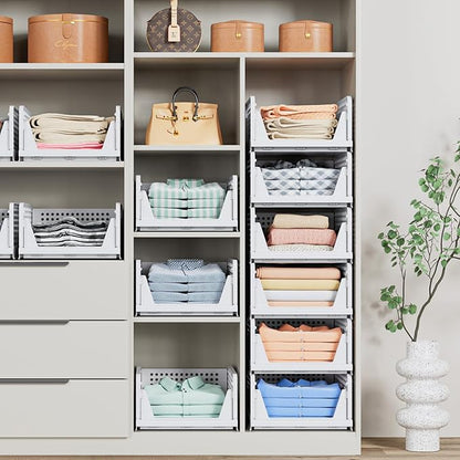 5 Pack Stackable Closet Storage Basket - Image 6