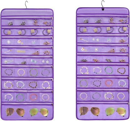 Travel Jewelry Organizer Dual Sided Hanging Earring Holder Bracelet Storage by TEMUORG