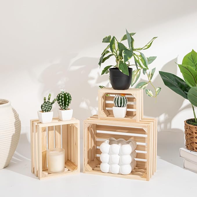 Oairse Set of 3 Nesting Wooden Storage Crates - Image 2