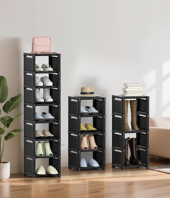 8-Tier Shoe Rack Organizer, Vertical Narrow Space Saving Storage Metal Free - Image 2