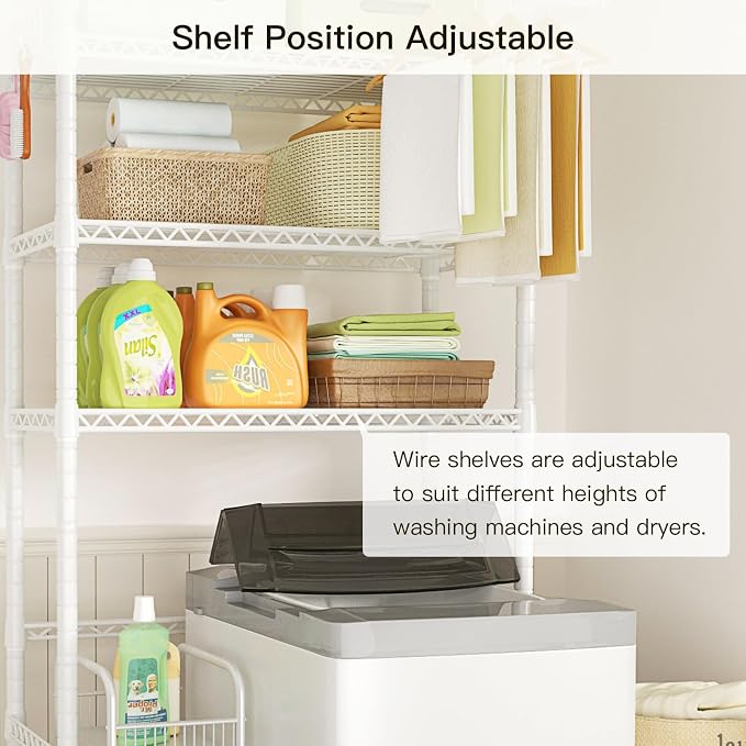 Ulif U11 Over Washer and Dryer Shelves, 3 Tiers Laundry Room Storage and - Image 4