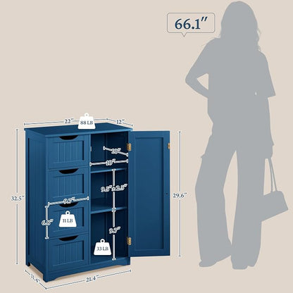 Yaheetech Wooden Bathroom Floor Cabinet, Side Storage Organizer Cabinet - Image 3