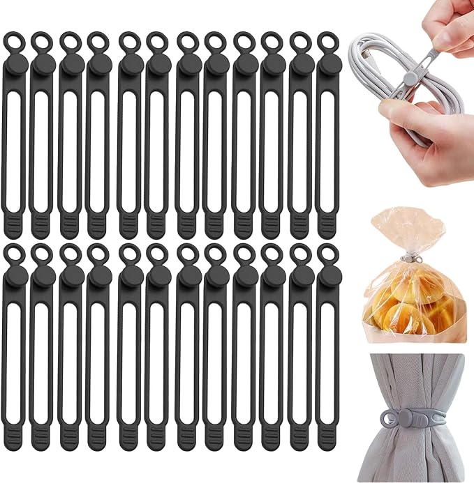 Data Cable Organizer, Silicone Cable Ties Reusable by Viwgnxy