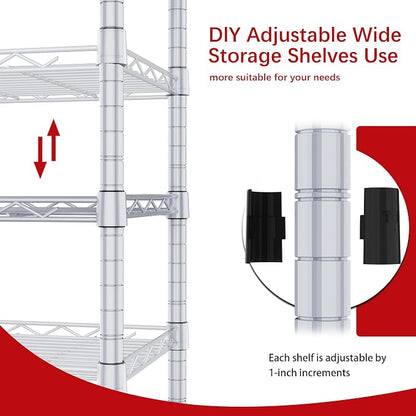 REGILLER 6 Wire Shelving Steel Storage Rack Adjustable Unit Shelves - Image 4