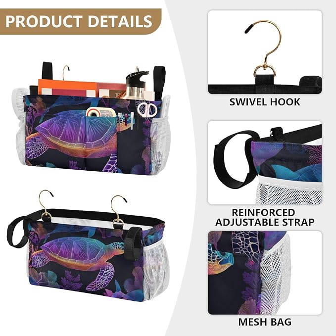 Colorful Gradient Turtle Fish and Coral Bedside Caddy - Image 5