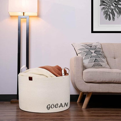 Extra Large Storage Laundry Basket 22" X 22"X 14" Cotton Rope Woven Basket - Image 7