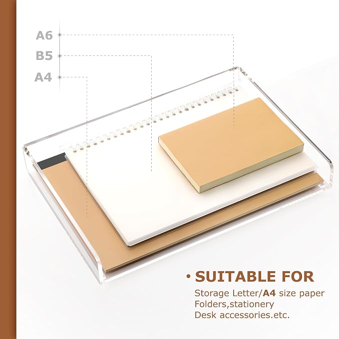 2 Pack- Stackable Paper Letter Tray, A4 File Tray Desk Organizer, Acrylic Desk - Image 4