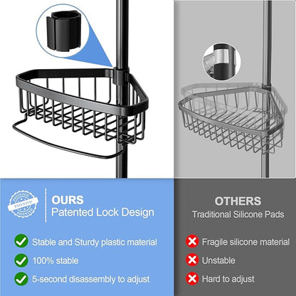 Corner Shower Caddy Tension Pole: Adjustable Rustproof 4-Tier Inside Bathroom - Image 3
