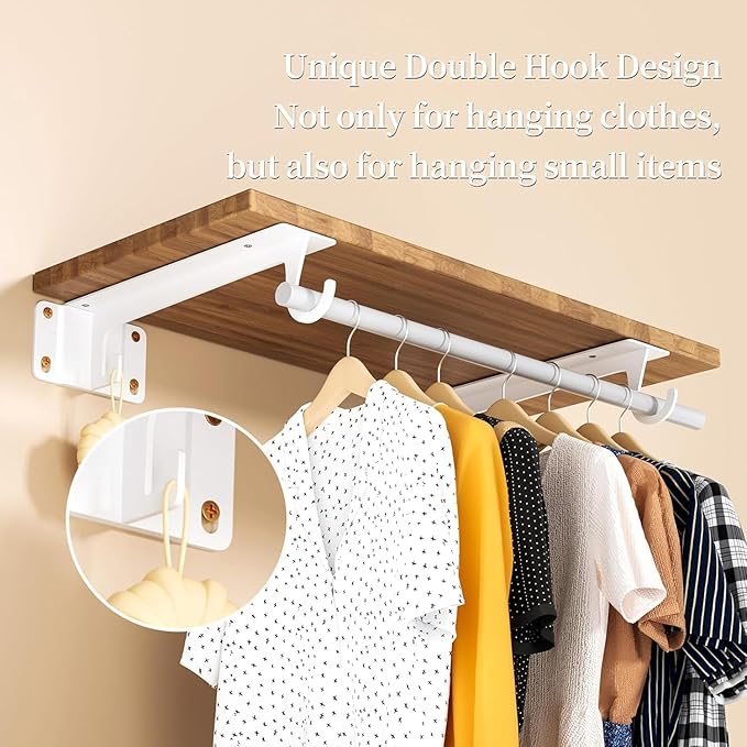 Closet Rod Bracket White WYGWP Heavy Duty Shelf Brackets - Image 3