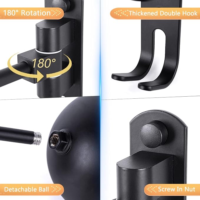 Kikerike Motorcycle Helmet Rack Wall Mount 180 Degree Rotation Metal Bike - Image 3