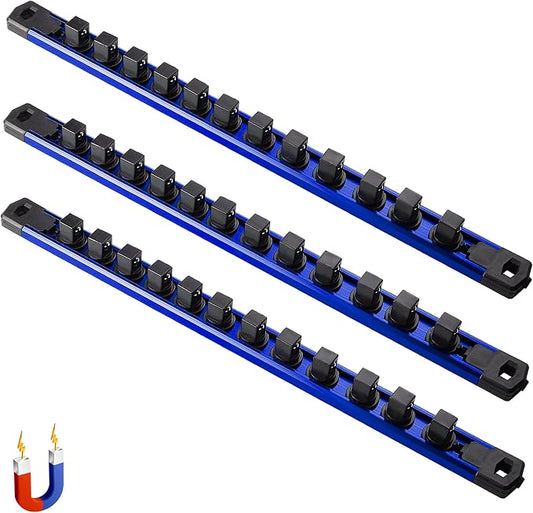 ALOANES 3-Piece Magnetic Socket Organizer, Heavy Duty Aluminum Socket Rails by Aloanes