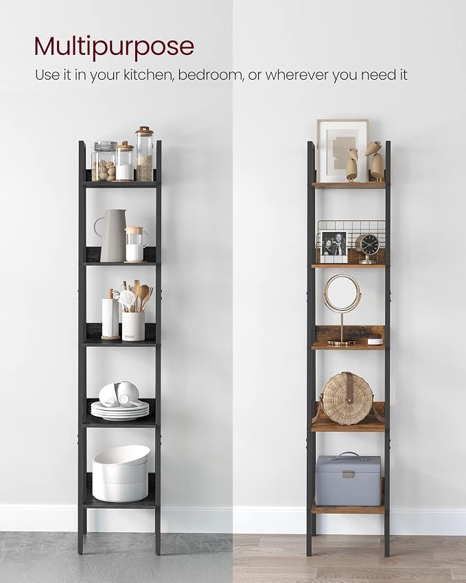 VASAGLE Bookshelf, 5-Tier Narrow Book Shelf, 11.8 x 13.3 x 66.9 Inches - Image 7