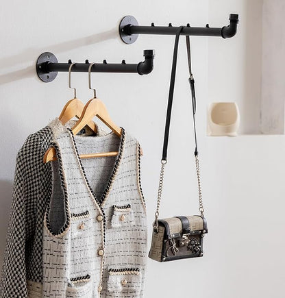 Homeyeeng Industrial Wall Pipe Clothes Bar by HOMEYEENG
