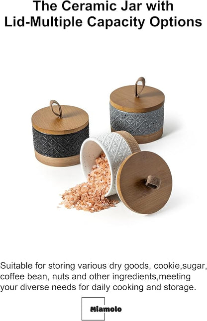 Miamolo Small Ceramic Jar with Lid, Coffee Container Kitchen Food Storage Jars - Image 9