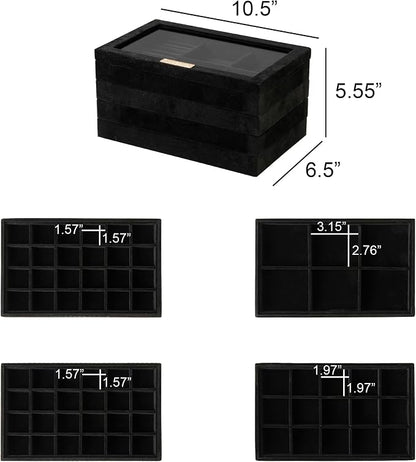 Frebeauty Stackable Jewelry Trays, Removable Glass Lid, Drawer Inserts - Image 3