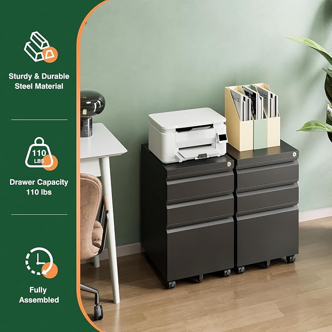 Letaya 3 Drawer Mobile File Cabinet - Image 7
