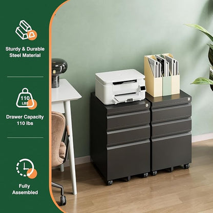 Letaya 3 Drawer Mobile File Cabinet - Image 7
