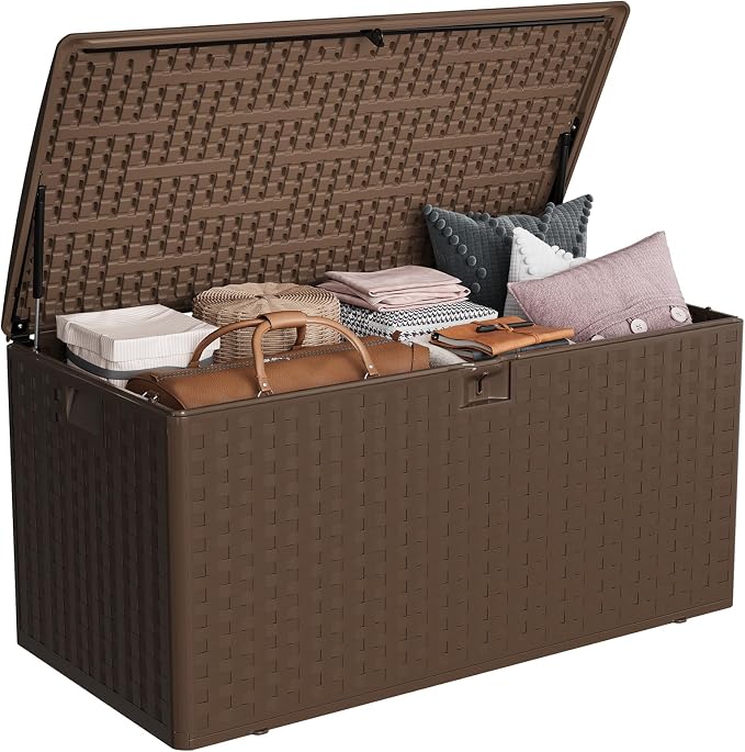 IDEALHOUSE 100 Gallon Resin Deck Box, Waterproof Outdoor Storage Box by IDEALHOUSE