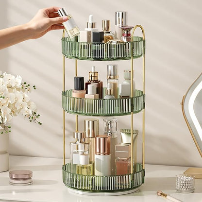 360° Rotating Makeup Organizer, Large Capacity Skincare Organizer, 3 Tier - Image 4
