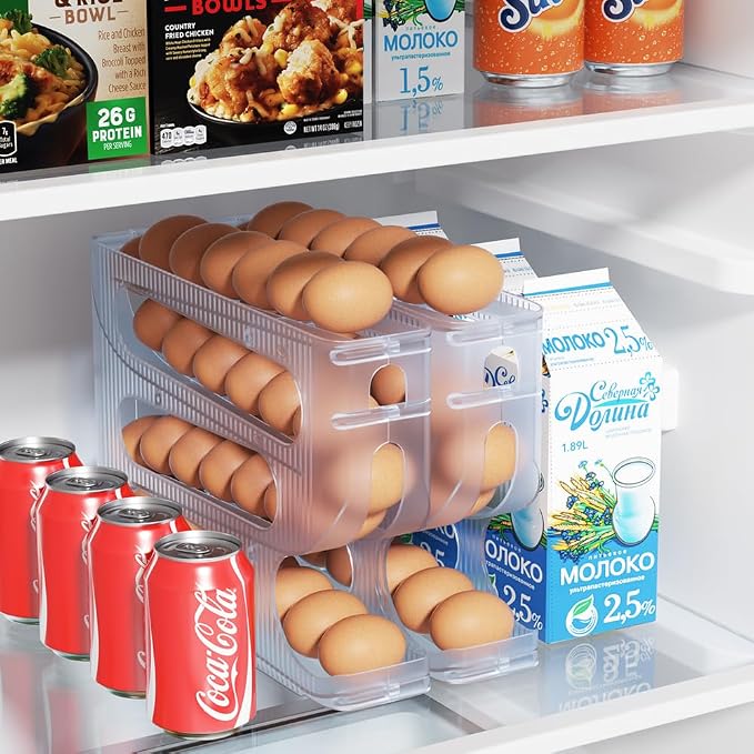 Sotfamily FIFO Egg Holder for Fridge, Egg Organizer for 28 Large Size Eggs | - Image 2