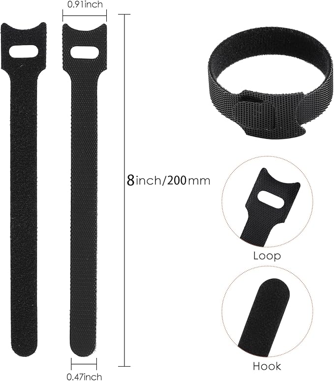150PCS 8 Inch Reusable Cable Ties Wire Ties Cord Organizer Cable Organizer - Image 2