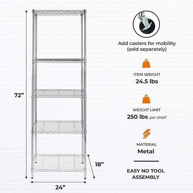 5-Tier Deep Shelf, 250 lb/Shelf, mixing bowls and bulk food containers - Image 3
