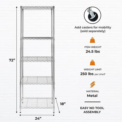 5-Tier Deep Shelf, 250 lb/Shelf, mixing bowls and bulk food containers - Image 3