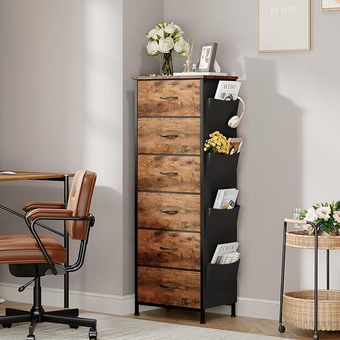 Somdot Tall Dresser for Bedroom, 6 Drawer Storage Cabinet, Vertical Nightstand - Image 4