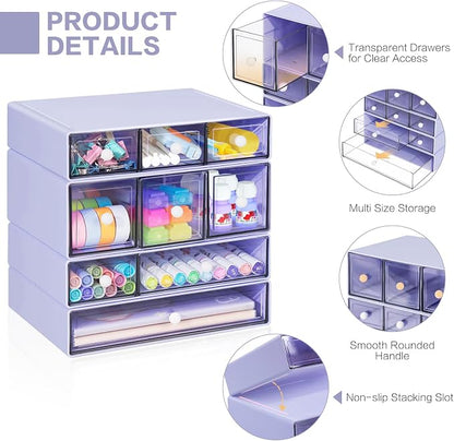 Desk Storage Organizer with 9 Drawers, 4 Tiers Stackable Desktop Craft Storage - Image 4