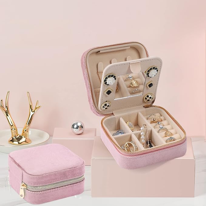 Dajasan Velvet Travel Jewelry Box, Mini Travel Jewelry Case, Small Portable - Image 2