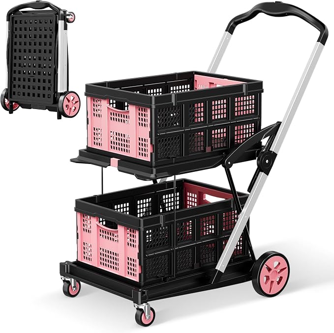 Collapsible Shopping Cart, 8-in-1 200LBS Multi Functional Utility Cart by Dkenicor