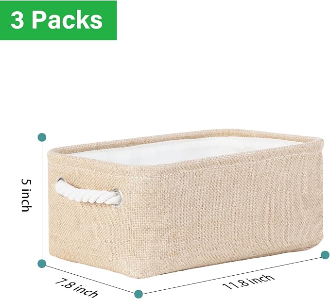 Bidtakay Small Storage Baskets for Shelves 3 Pack Fabric Storage Bins for - Image 7