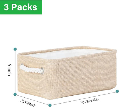 Bidtakay Small Storage Baskets for Shelves 3 Pack Fabric Storage Bins for - Image 7