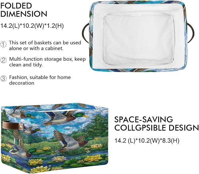 Flying Mallards Ducks Storage Bins Box Foldable Shelf Basket - Image 2
