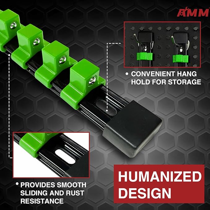 AMM 9-Piece Socket Organizer, 1/2 inch, 3/8 inch and 1/4 inch Drive ABS - Image 4