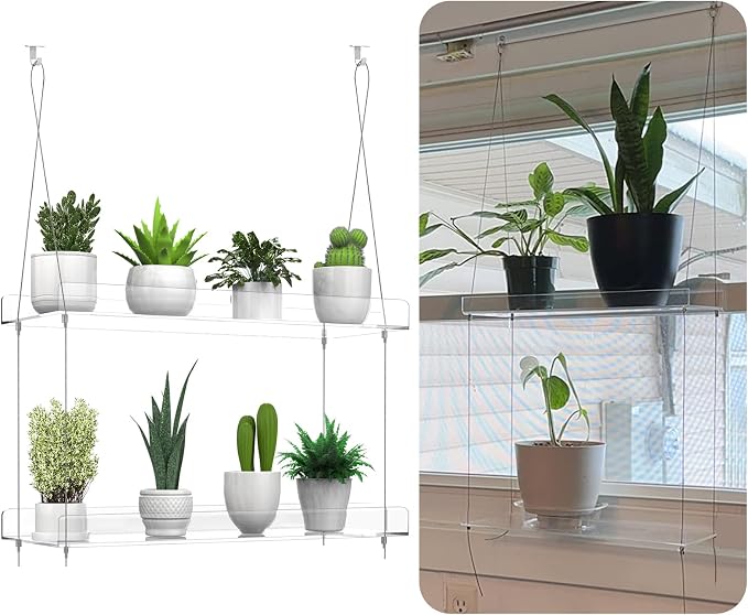 2-Tier Hanging Clear Plant Shelves - Image 7