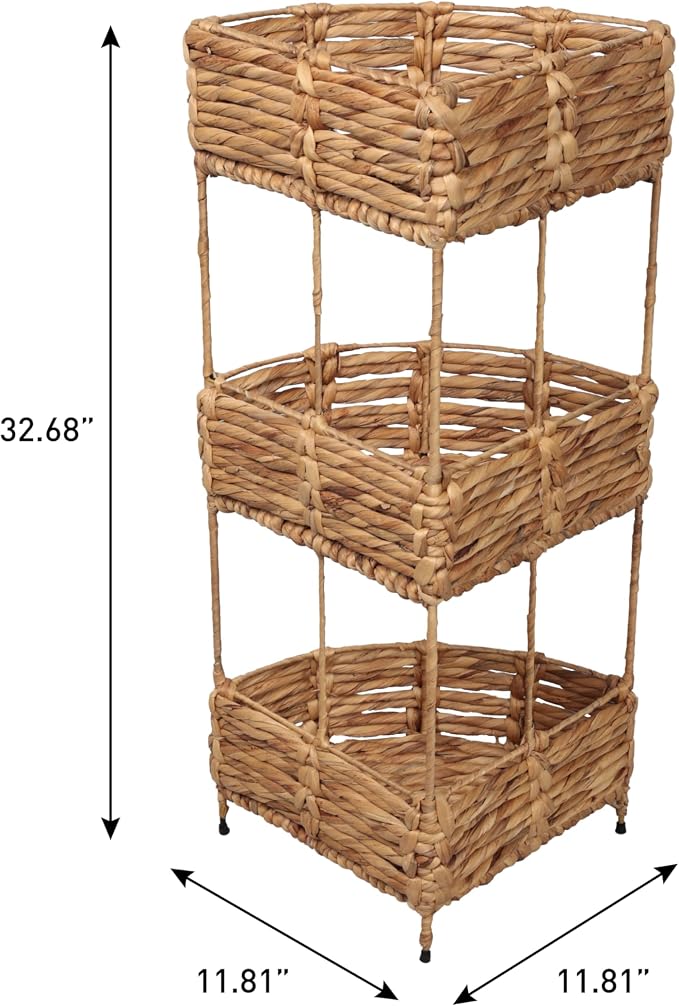 Eyely SHF2012A Aurel 32.5" Coastal Handwoven Water Hyacinth 3-Tier Corner - Image 2