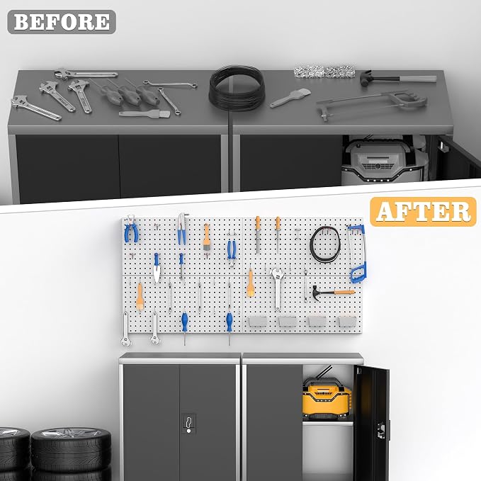 Pegboard Smith 48PCS Metal Pegboard Kit – 12"x24" Tool Storage Wall Organizer - Image 7