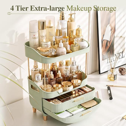 4-Tier Makeup Organizer Bathroom Countertop Storage Green | Versatile Storage - Image 2