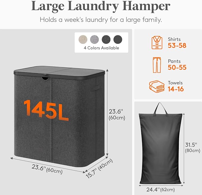 Lifewit 145L Large Laundry Basket - Image 2