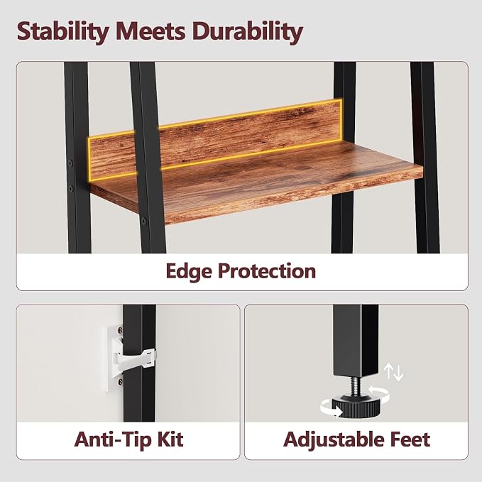 Furologee Bookshelf Set of 2, 6-Tier Ladder Shelf, Ladder Bookshelf - Image 6