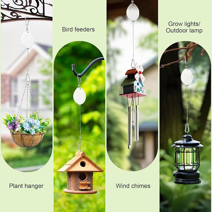 3Pcs Retractable Plant Hanger, Heavy Duty, Quick Auto Lock, Adjustable Hook - Image 5