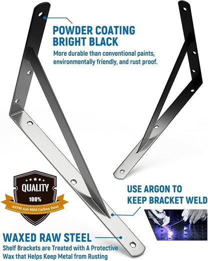 4-Pack 18 Inch Heavy Duty Shelf Brackets, Large Floating Wall Bracket - Image 3