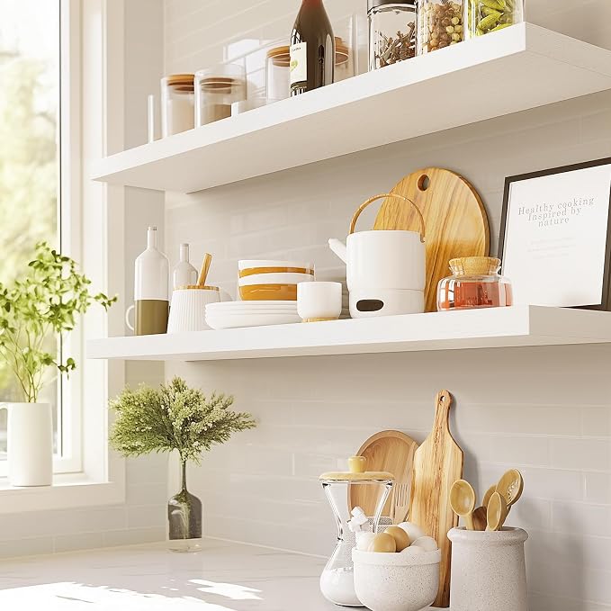 AMADA HOMEFURNISHING Floating Shelves Wall Mounted, 32 x 7 Inch Wall Shelves - Image 3