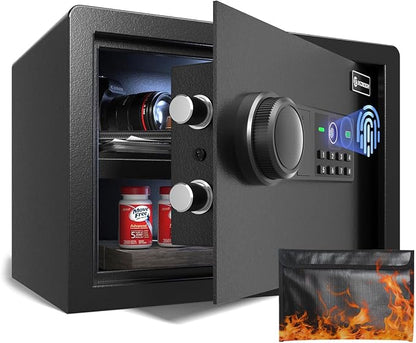 XDeer Biometric Safe Box with Fireproof Bag, Quick-Access Security Safe Box by XDeer