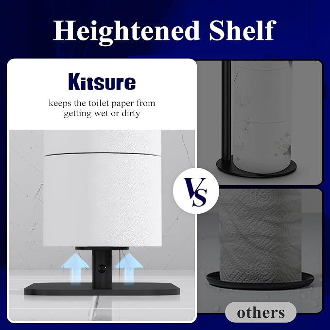 Kitsure Toilet Paper Holder Free Standing – Rustproof Metal Toilet Paper Stand - Image 4