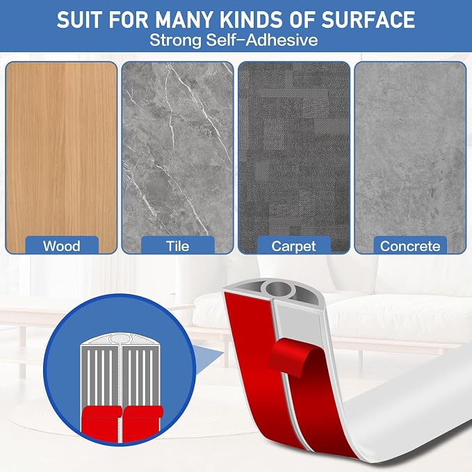 Floor Cord Cover Self Adhesive Cord Hider Floor Extension Cord Covers - Image 4